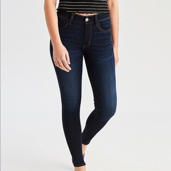American Eagle Dark Wash Hi Rise Jegging Skinny Jeans Sz 0 - Picture 1 of 6